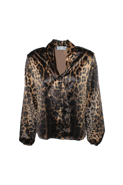 BLUSA FIOCCO MANICA LUNGA CON STAMPA LEOPARDO