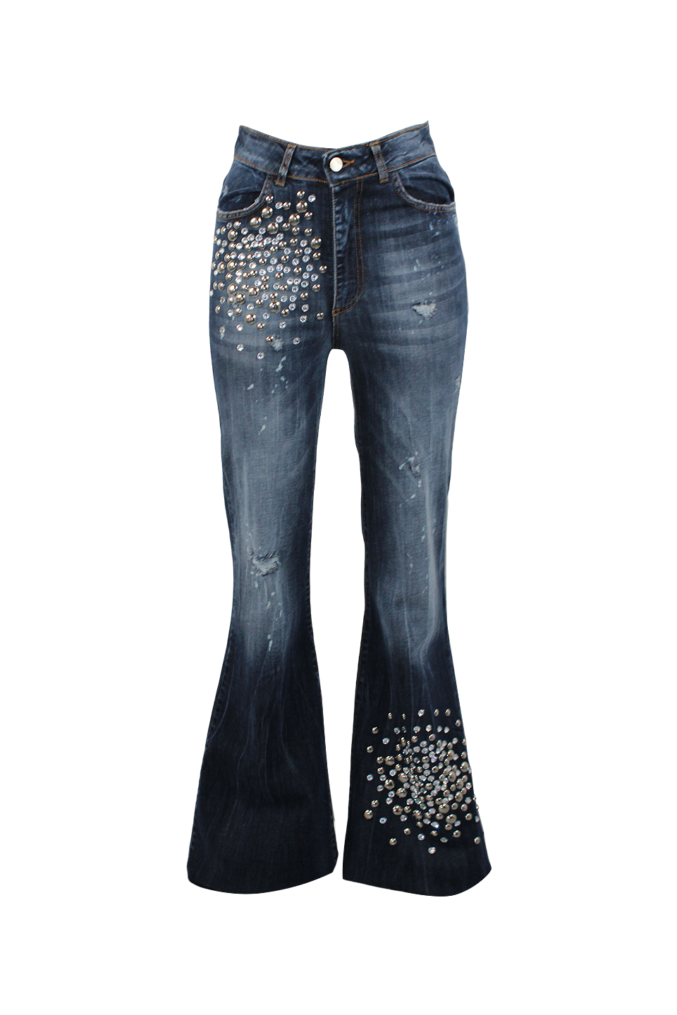 DENIM ZAMPA APPL. BIG BANG STRASS E BORCHIE