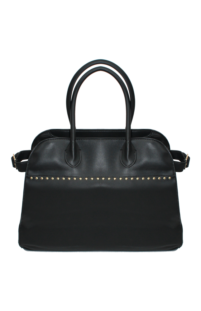 ECO-LEATHER SHOPPER BAG WITH GOLD STUDS