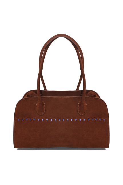 ECO-SUEDE BAG WITH STUDS AND BLUE STONES