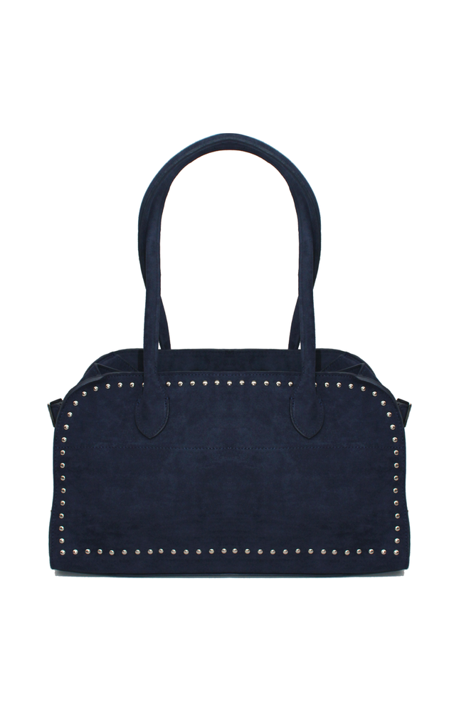ECO-SUEDE BAG WITH SILVER STUDS
