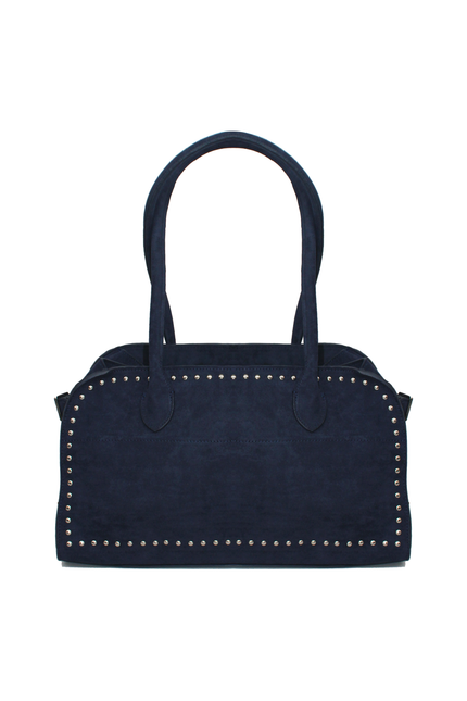 ECO-SUEDE BAG WITH SILVER STUDS