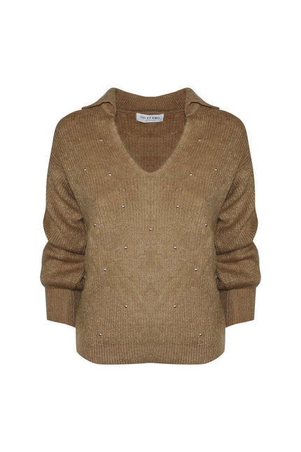 MAGLIA STILE POLO MISTO MOHAIR CON BORCHIE ALL OVER