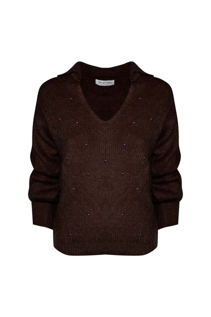 MAGLIA STILE POLO MISTO MOHAIR CON BORCHIE ALL OVER