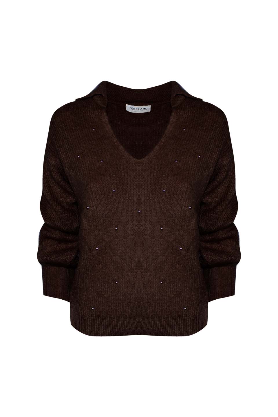 MAGLIA STILE POLO MISTO MOHAIR CON BORCHIE ALL OVER