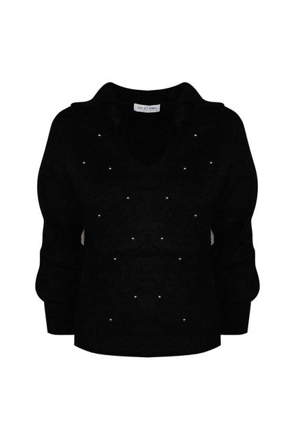 MAGLIA STILE POLO MISTO MOHAIR CON BORCHIE ALL OVER