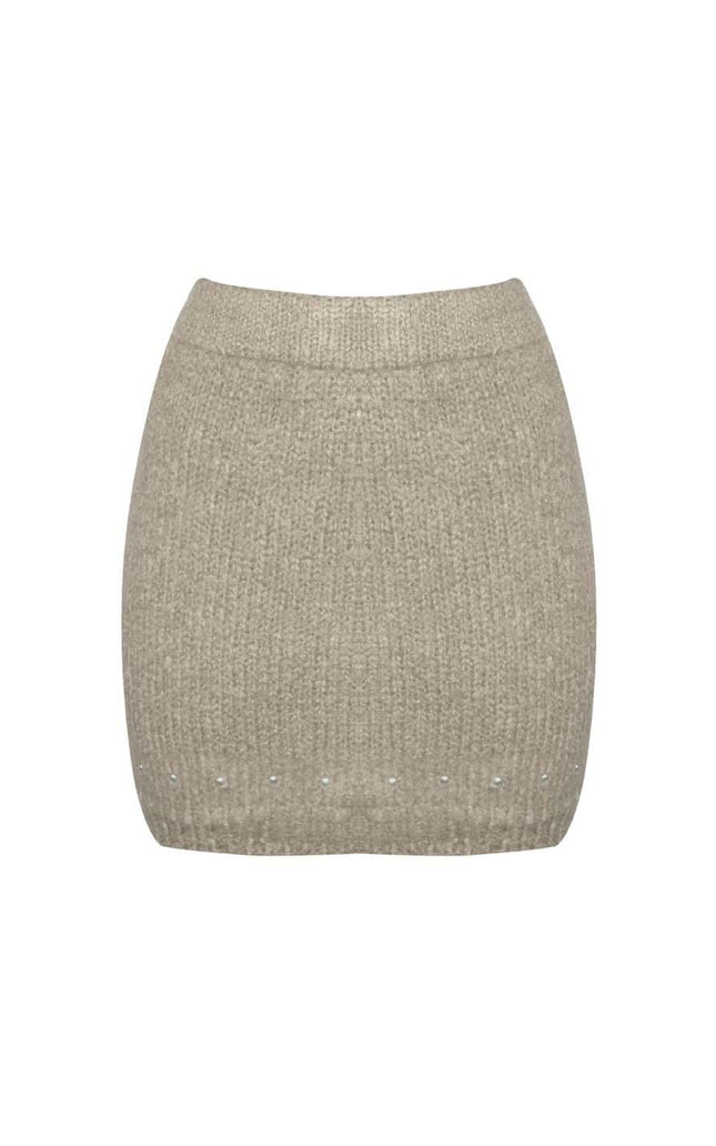 MOHAIR BLEND MINI SKIRT WITH GOLD STUDS