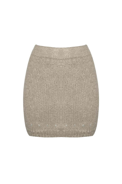 MOHAIR BLEND MINI SKIRT WITH GOLD STUDS