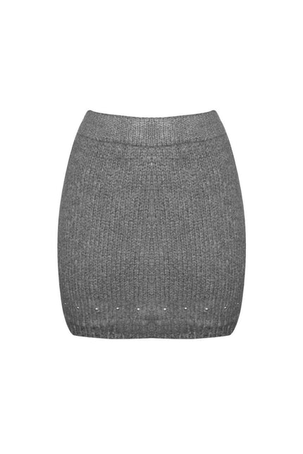 MOHAIR BLEND MINI SKIRT WITH GOLD STUDS