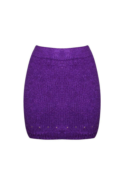 MOHAIR BLEND MINI SKIRT WITH GOLD STUDS