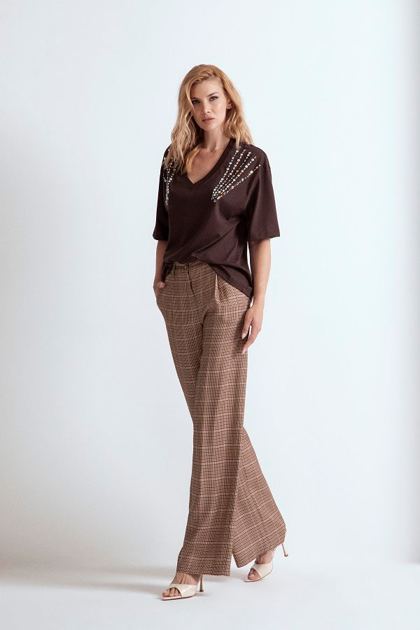 PANTALONE CLAUDIA STAMPA A QUADRI