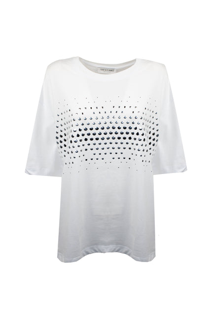 T-SHIRT OVERSIZE 100% COTONE CON BORCHIE SILVER