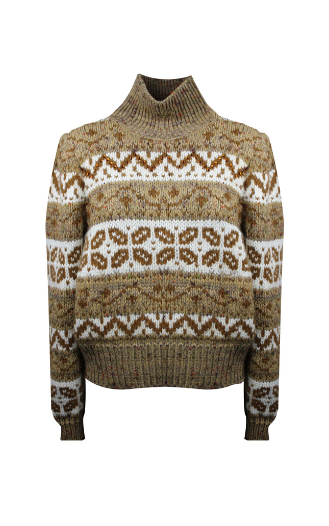MAGLIONE A COLLO ALTO CON INTARSIO