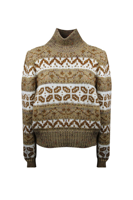 MAGLIONE A COLLO ALTO CON INTARSIO