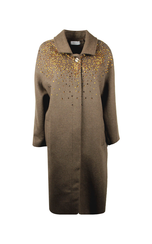 CAPPOTTO SARTORIALE DONNA IN MISTO LANA CON CRISTALLI