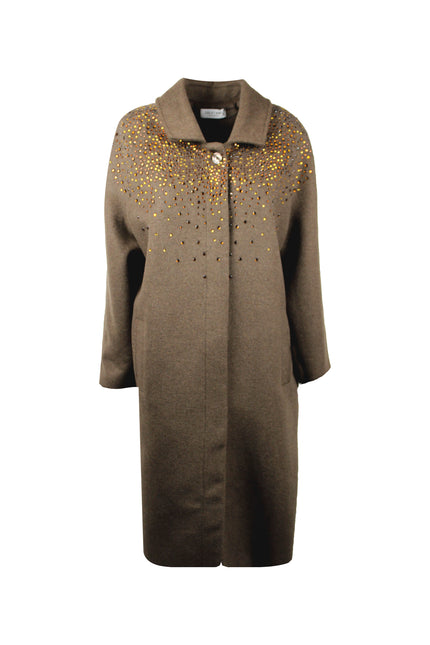 CAPPOTTO SARTORIALE DONNA IN MISTO LANA CON CRISTALLI
