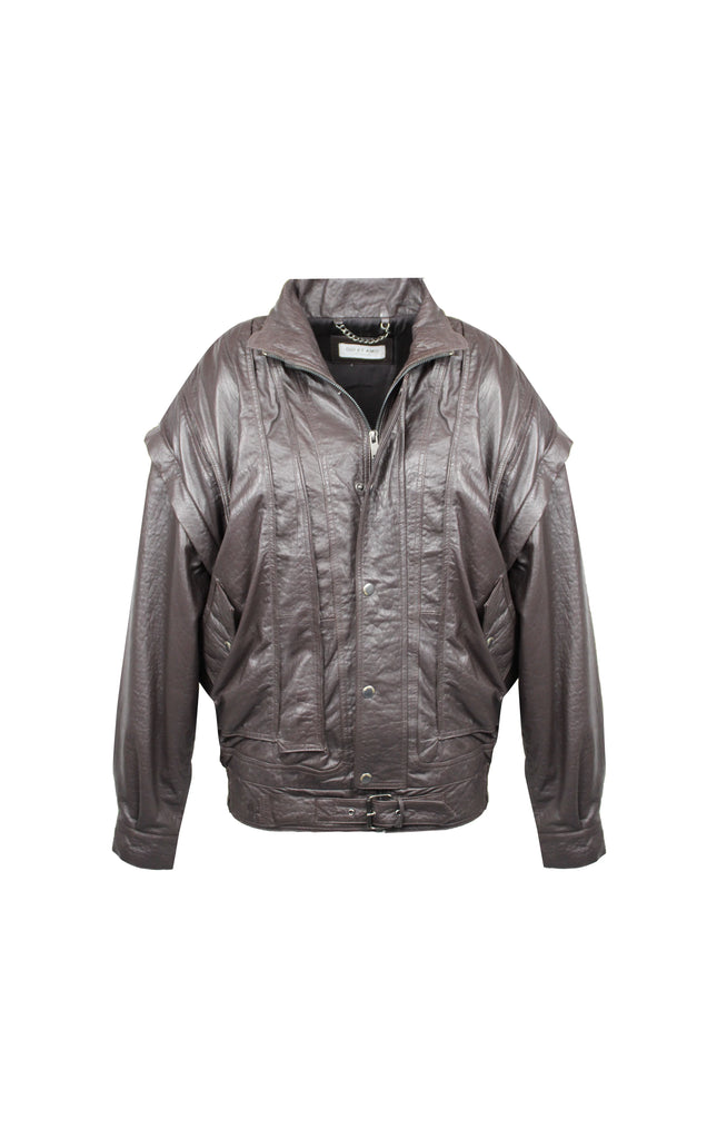 BOMBER OVERSIZE VERA PELLE MANICHE REMOVIBILI