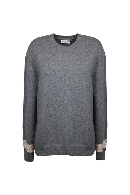 PULLOVER OVERSIZE CON BANDA STRASS SUI POLSI