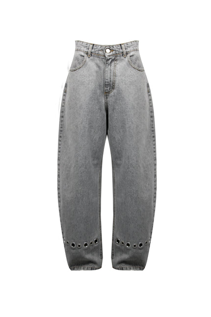JEANS A PALLONCINO GRIGIO CON OCCHIELLI