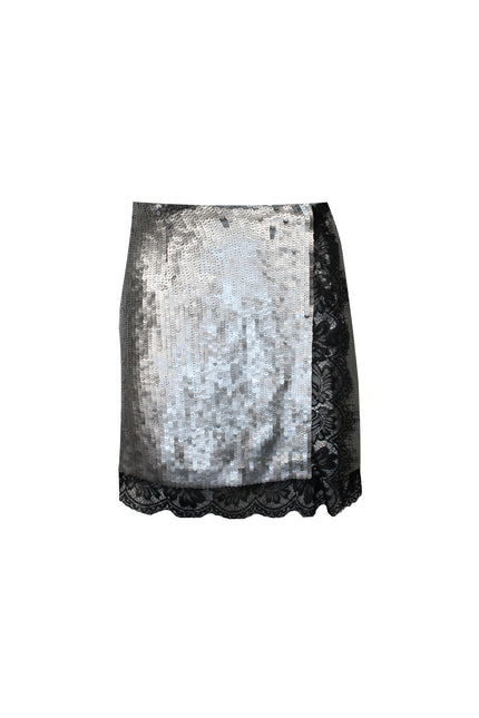 SEQUIN AND LACE WRAP SKIRT