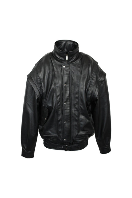 BOMBER OVERSIZE IN VERA PELLE MANICHE REMOVIBILI