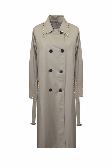 TRENCH LUNGO IN COTONE CON CINTURA E BORCHIE