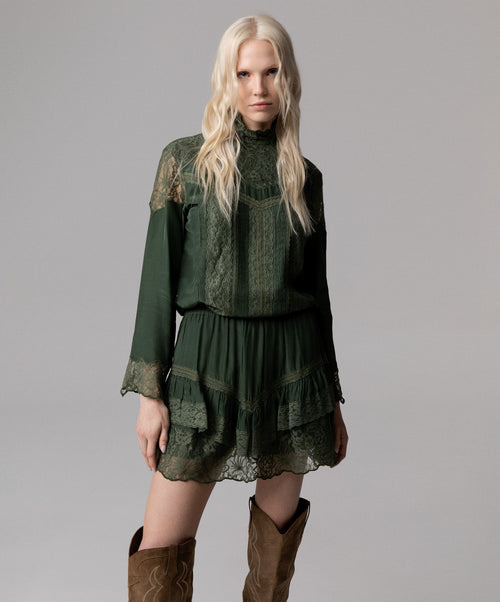 BLUSA 100% VISCOSA CON INSERTI IN PIZZO