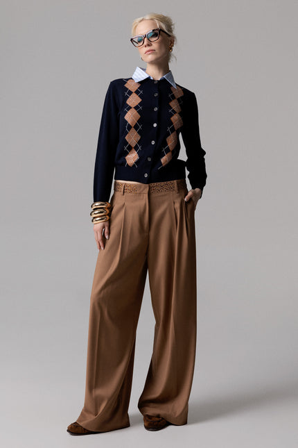 ALT Text: PANTALONE PINCES STRASS SUL CINTO for Sale
