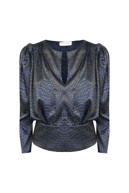 BLUSA CROP STAMPATA CON SCOLLO A V