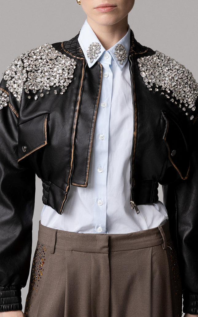 Bomber con cristalli lucidi da donna
