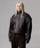 BOMBER OVERSIZE IN VERA PELLE MANICHE REMOVIBILI