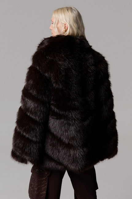 ECOPELLICCIA MARRONE OVERSIZE CON TASCHE