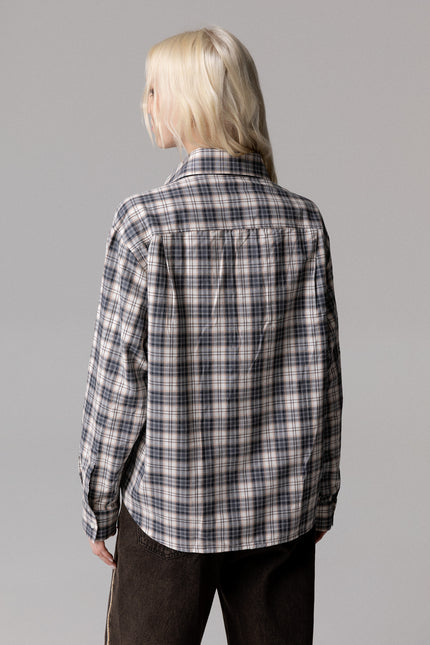 CAMICIA OVERSIZE 100% COTONE TARTAN CON STRASS