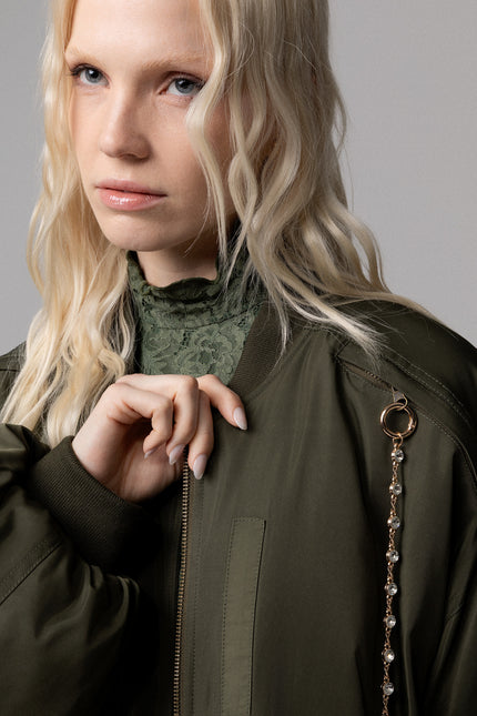 BOMBER OVERSIZE IN NYLON VERDE MILITARE