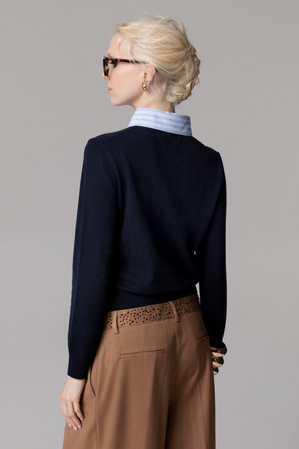 CARDIGAN COLLETTO A CAMICIA CON ROMBI E STRASS