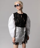 CAMICIA IN POPELINE CON PIZZO E PAILLETTES