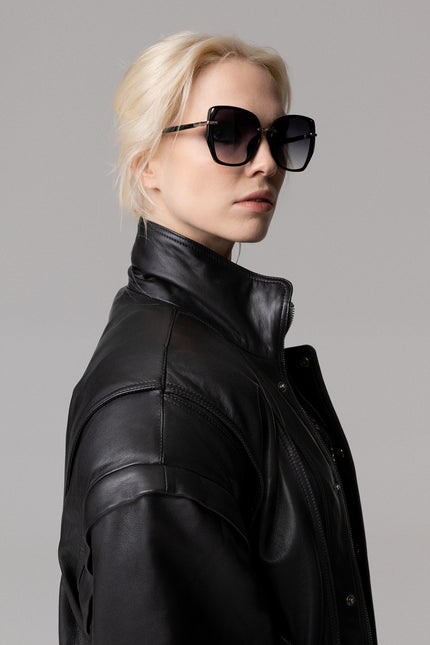 BOMBER OVERSIZE IN VERA PELLE MANICHE REMOVIBILI