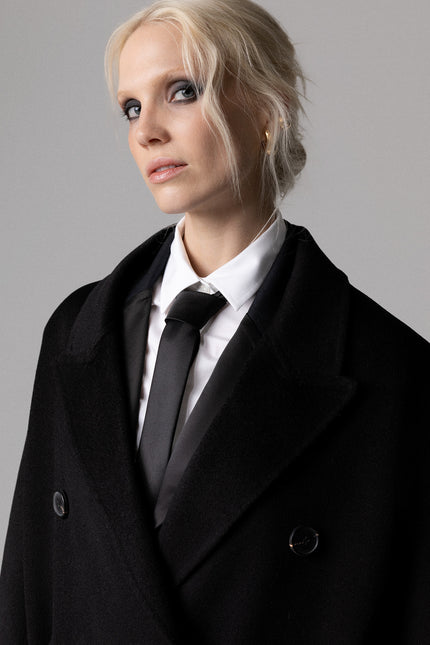 CAPPOTTO LUNGO OVERSIZE IN 100% LANA DOPPIOPETTO