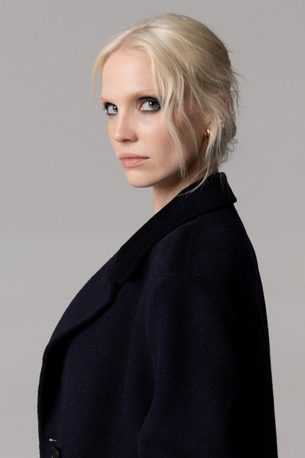 100% WOOL OVERSIZED COAT WITH REMOVABLE SCARF