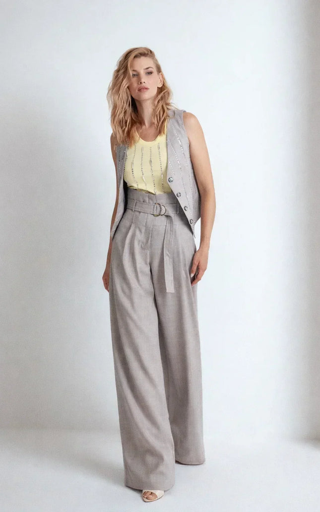 PANTACORSETTO WIDE LEG STAMPA A QUADRI