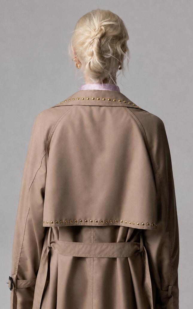 TRENCH LUNGO IN COTONE CON CINTURA E BORCHIE