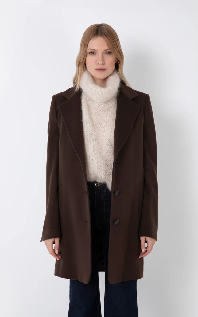 CAPPOTTO DRITTO MISTO CASHMERE CON BOTTONI E TASCHE
