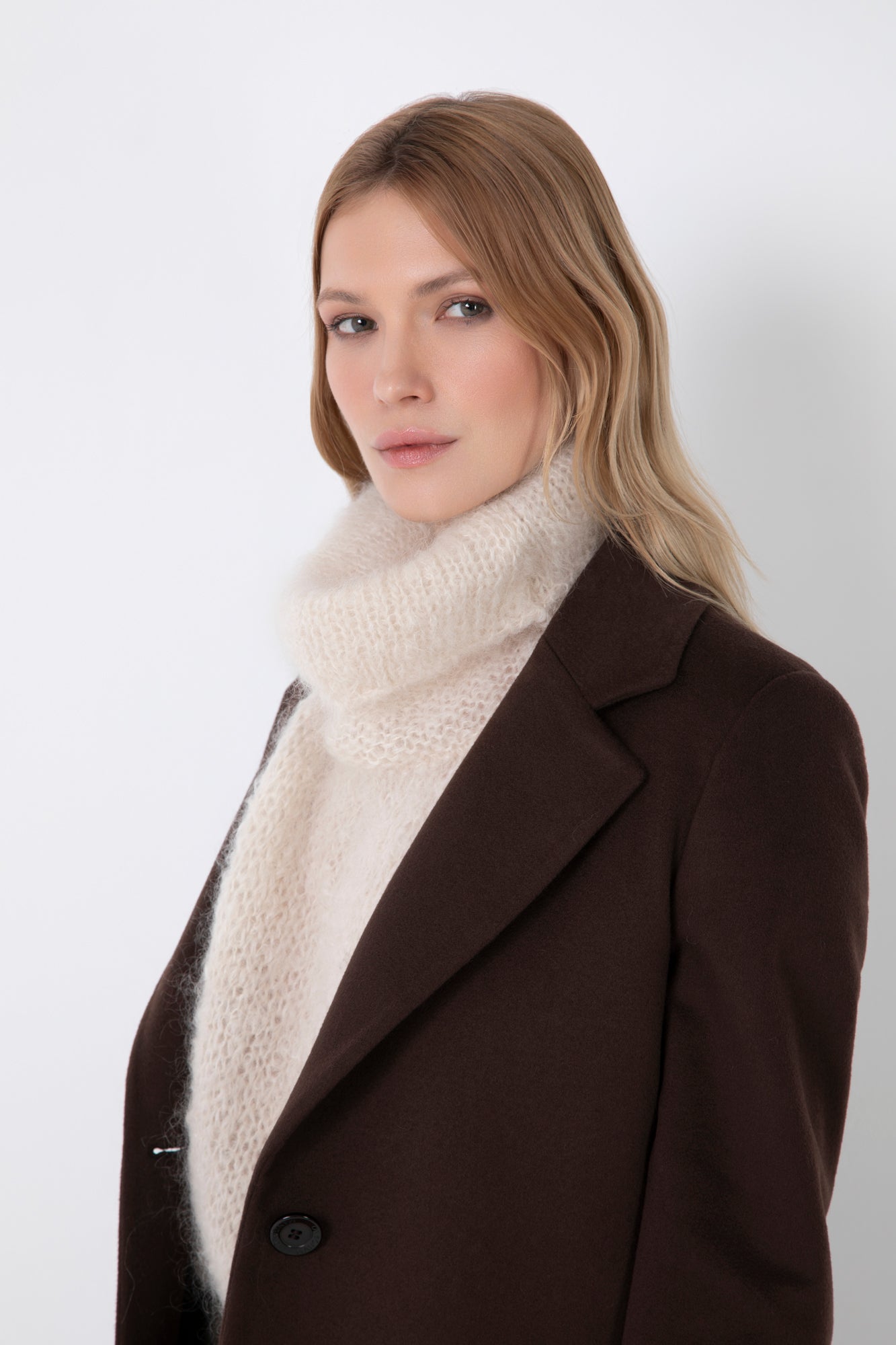 CAPPOTTO DRITTO MISTO CASHMERE CON BOTTONI E TASCHE
