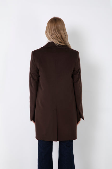 STRAIGHT CASHMERE BLEND COAT WITH BUTTONS AND POCKETS