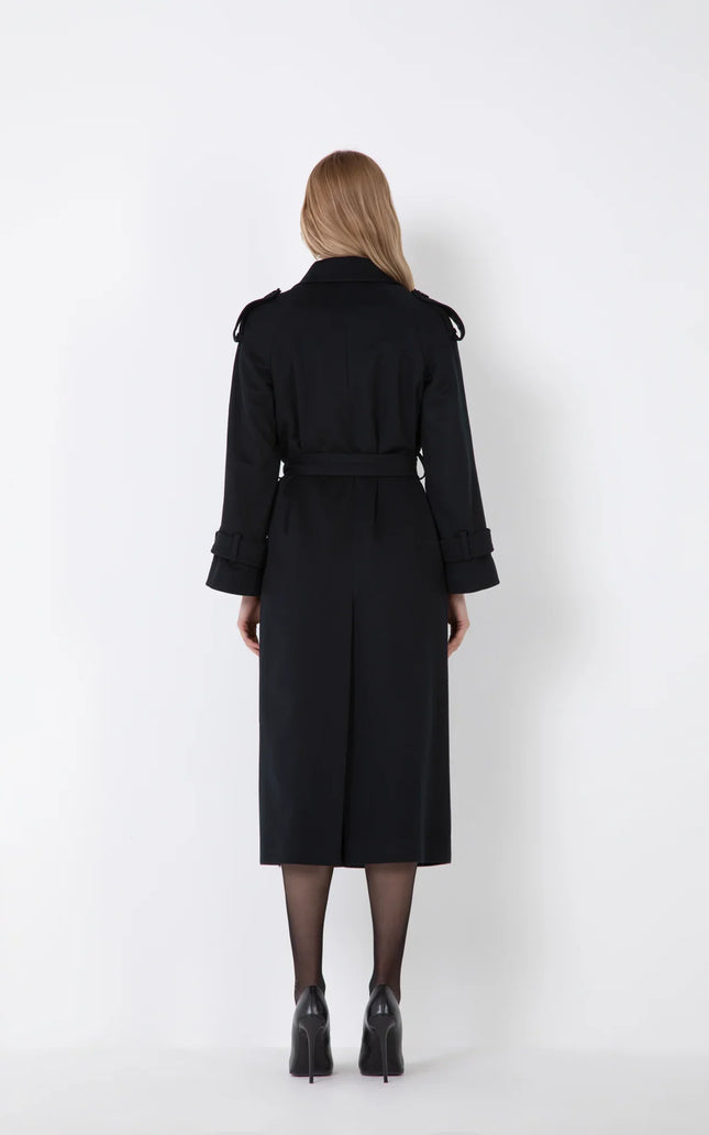 CAPPOTTO TRENCH MISTO CASHMERE NORMAL FIT CON BOTTONI E TASCHE