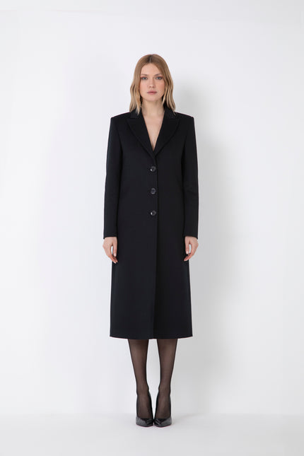 CAPPOTTO SFIANCATO CON BOTTONI IN MISTO CACHEMIRE