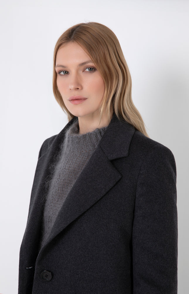 CAPPOTTO DRITTO MISTO CASHEMERE CON TASCHE