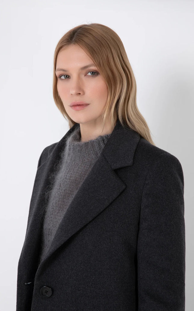 CAPPOTTO DRITTO MISTO CASHEMERE CON TASCHE