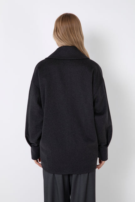 CAPPOTTO STILE CABAN OVERSIZE DOPPIOPETTO CORTO IN MISTO CACHEMIRE