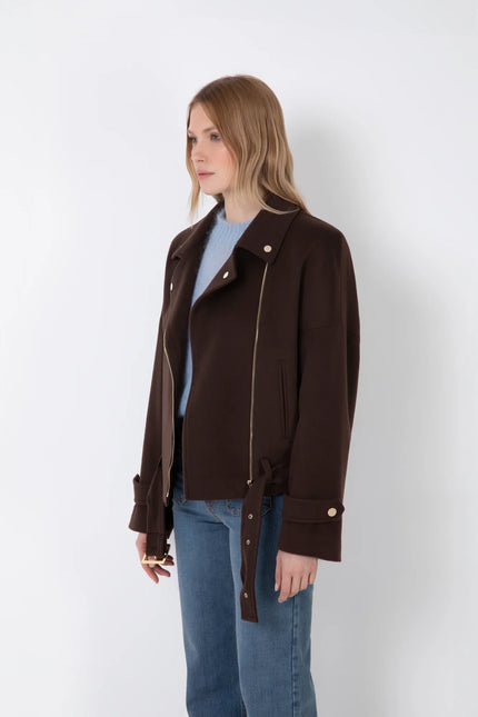 OVERSIZED BIKER COAT WITH SHOULDER PADS